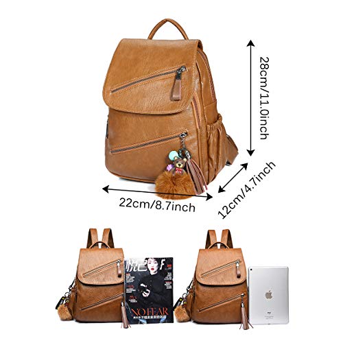 Bolso Mochila Cuero Mujer Antirrobo Mochilas Mujer Casual, JOSEKO Impermeable Mochila de Viaje de Gran Capacidad Bolsa de Hombro Convertible con Adorno Colgante Tassel Regalo Mujer