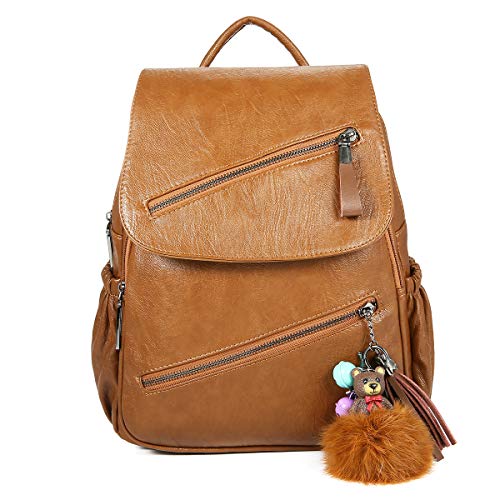 Bolso Mochila Cuero Mujer Antirrobo Mochilas Mujer Casual, JOSEKO Impermeable Mochila de Viaje de Gran Capacidad Bolsa de Hombro Convertible con Adorno Colgante Tassel Regalo Mujer