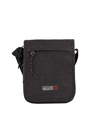 Bolso para Hombre Bolso Bandolera Coronel Tapiocca Casual con Solapa Bolsillos y Cremallera Denim 24 cm Negro