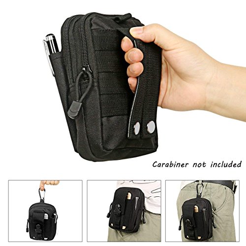 Bolso Táctico Militar Portátil Multiuso Bolsa Tactica Cintura Riñonera Compacta EDC Molle Pouch para Viaje Senderismo Outdoor Sport (Negro)