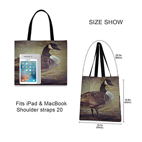 Bolsos de gran capacidad cuadrada Bolsos de hombro Goose Animal Bird Aves de corral Greylag Goose Gander Picnic Tote Bag 19.7 X 16.9in Impresión para niñas Damas Compras Trabajo diario