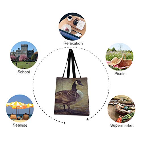 Bolsos de gran capacidad cuadrada Bolsos de hombro Goose Animal Bird Aves de corral Greylag Goose Gander Picnic Tote Bag 19.7 X 16.9in Impresión para niñas Damas Compras Trabajo diario