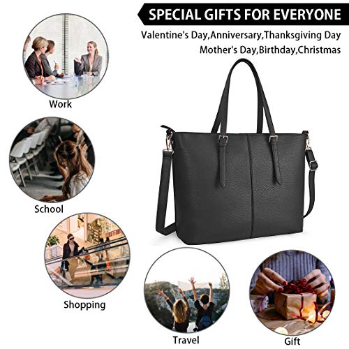 Bolsos de Mujer Bolso para Portatil 15.6 Pulgadas Bolso Grande Bolso Tote Bolso de Hombro Bolso Shopper Bolso de Cuero Negro Bolsos de Mujer Bolso para Portatil 15.6 Pulgadas Bolso Grande Bolso Tote Bolso de Hombro Bolso Shopper Bolso de Cuero Negro