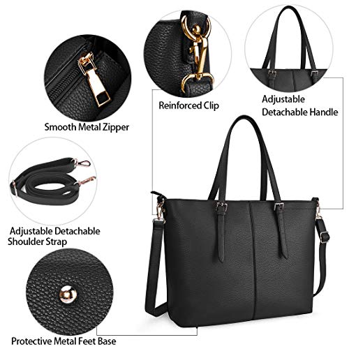 Bolsos de Mujer Bolso para Portatil 15.6 Pulgadas Bolso Grande Bolso Tote Bolso de Hombro Bolso Shopper Bolso de Cuero Negro Bolsos de Mujer Bolso para Portatil 15.6 Pulgadas Bolso Grande Bolso Tote Bolso de Hombro Bolso Shopper Bolso de Cuero Negro