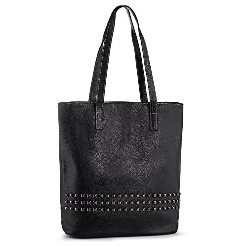 Bolsos de Mujer Grandes Bolsos de Hombro Gran Capacidad Bolsos Totes Bolso Cuero PU de Remaches Bolso Shopper (Negro)