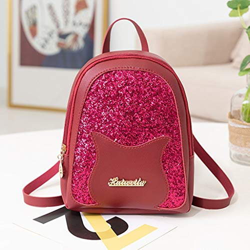 Bolsos Mochila Para Mujer Pequeños Baratos PAOLIAN Mochila de Mano Pu Piel Escolares Estudiantes Chicas Niñas Moda Bolsos de Viaje Casual Juveniles Monedero Fiesta Lentejuelas