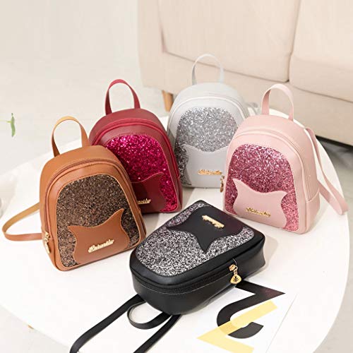 Bolsos Mochila Para Mujer Pequeños Baratos PAOLIAN Mochila de Mano Pu Piel Escolares Estudiantes Chicas Niñas Moda Bolsos de Viaje Casual Juveniles Monedero Fiesta Lentejuelas