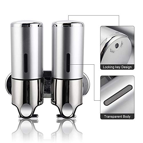 Bomba dispensadora de jabón líquido PLKDOO, dispensador de Gel de champú de Montaje en Pared, Botella desinfectante de Manos de 1000 ml para baño, Cocina-2 Piezas de Plata Bomba dispensadora de jabón líquido PLKDOO, dispensador de Gel de champú de Montaje en Pared, Botella desinfectante de Manos de 1000 ml para baño, Cocina-2 Piezas de Plata