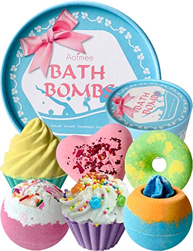 Bombas de Baño, Aofmee Bomba de Baño Set de Regalo, Sales de Baño Relajantes y Espuma, Bolas Baño Efervescentes, Regalo Cumpleaños Valentin dia de la Madre Navidad para Mujer Amigas Niños Esposas