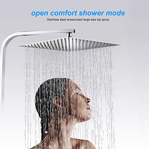 BONADE Cuadrada Alcachofa Ducha, Cabezal Ducha Lluvia Fija, Acero Inoxidable 304, Ahorro de Agua, Diseño Ultra Ligero, Evitar Fugas, Cromo Pulido y Alta presion para Baño, 10 Pulgadas (24.7 cm)