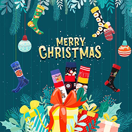 BONANGEL Calcetines Christmas Hombre, Hombres Ocasionales Calcetines Divertidos Impresos de Algodón de Pintura Famosa de Arte Calcetines, Calcetines de Colores de moda