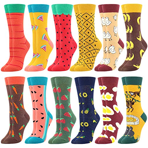 BONANGEL Calcetines Estampados de las Mujeres, Mujeres Ocasionales Calcetines Divertidos Impresos de Algodón de Pintura Famosa de Arte Calcetines, Calcetines de Colores de moda (12 Pares-Fruits) BONANGEL Calcetines Estampados de las Mujeres, Mujeres Ocasionales Calcetines Divertidos Impresos de Algodón de Pintura Famosa de Arte Calcetines, Calcetines de Colores de moda (12 Pares-Fruits)