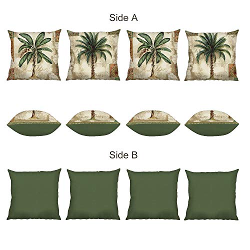 Bonhause Juego de 4 Funda de Cojín 45x45cm Palmera Tropical Algodón Lino Fundas de Almohada para Cojines Decorativos para Sofá Cama Coche Hogar Bonhause Juego de 4 Funda de Cojín 45x45cm Palmera Tropical Algodón Lino Fundas de Almohada para Cojines Decorativos para Sofá Cama Coche Hogar