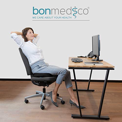 Bonmedico Cojín de Asiento Ortopédico con Capa de Gel, Espuma de Memoria para Alivio del Dolor de Coxis, Presión, Úlceras, etc. para el Coche, Oficina o Silla de Ruedas, Estándar Bonmedico Cojín de Asiento Ortopédico con Capa de Gel, Espuma de Memoria para Alivio del Dolor de Coxis, Presión, Úlceras, etc. para el Coche, Oficina o Silla de Ruedas, Estándar