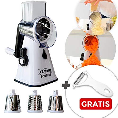 Bonplus Rallador Cortador de Verduras MultiFunción de Alimentos | 3 Cuchillas Acero Inoxidable | Espiralizador de Picar Frutas, Verduras, Zanahorias, Cebollas, para la Salsa y Ensalada. Bonplus Rallador Cortador de Verduras MultiFunción de Alimentos | 3 Cuchillas Acero Inoxidable | Espiralizador de Picar Frutas, Verduras, Zanahorias, Cebollas, para la Salsa y Ensalada.