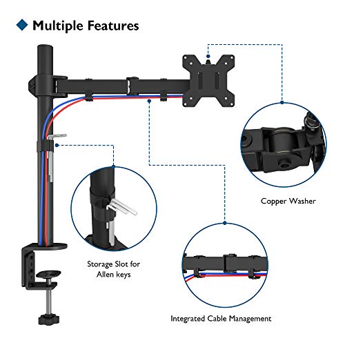 BONTEC Soporte para Monitor 13-32 Zoll y La Base Ajustable de Brazo de Escritorio de Las Pantallas de Monitor de TV, LCD y Computadora Altura Ajustable 10 kg VESA 75x75/100x100 Negro BONTEC Soporte para Monitor 13-32 Zoll y La Base Ajustable de Brazo de Escritorio de Las Pantallas de Monitor de TV, LCD y Computadora Altura Ajustable 10 kg VESA 75x75/100x100 Negro