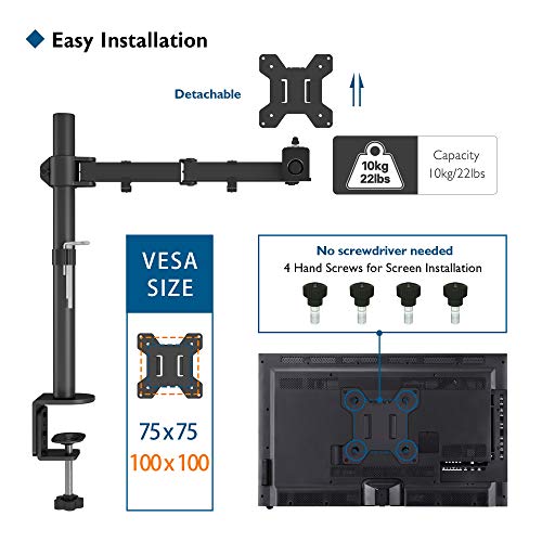 BONTEC Soporte para Monitor 13-32 Zoll y La Base Ajustable de Brazo de Escritorio de Las Pantallas de Monitor de TV, LCD y Computadora Altura Ajustable 10 kg VESA 75x75/100x100 Negro BONTEC Soporte para Monitor 13-32 Zoll y La Base Ajustable de Brazo de Escritorio de Las Pantallas de Monitor de TV, LCD y Computadora Altura Ajustable 10 kg VESA 75x75/100x100 Negro