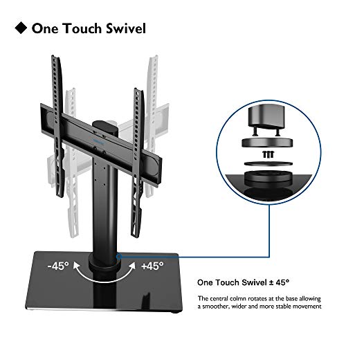 BONTEC Soporte TV Universal Peana TV Soporte Giratoria TV de 26-55 Pulgadas para Pantalla LED/LCD/Plasma/Curva/Plana, con Solo Toque Giratorio y Ajuste de Altura, Carga 40kg - máx. VESA 400x400 mm