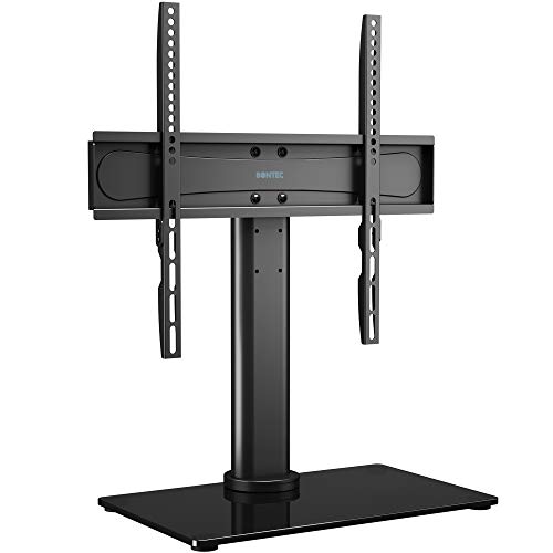 BONTEC Soporte TV Universal Peana TV Soporte Giratoria TV de 26-55 Pulgadas para Pantalla LED/LCD/Plasma/Curva/Plana, con Solo Toque Giratorio y Ajuste de Altura, Carga 40kg - máx. VESA 400x400 mm