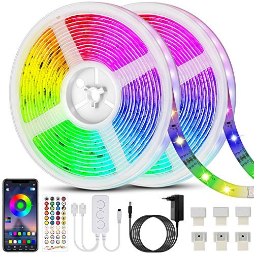 Bonve Pet 20M Tiras LED RGB 5050, Bluetooth Musical Tiras LED 600 LEDs Tiras de Luces LED Iluminación, Control de APP y Remoto Control de 40 Teclas, 16 Millones de Colores, Modo de Horario