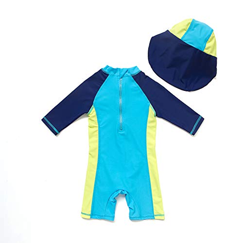 Bonverano - Traje de baño para bebé de 3/4 de Manga Larga con protección UV 50+ con Cremallera Blau-kdinosaurier 18 Meses