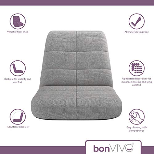 bonVIVO Easy Lounge, Silla Plegable de Suelo Acolchada Regulable con Respaldo, Cojín con Respaldo para el Hogar y la Oficina, Sillon Relax para Meditación o Gaming, Disponible en Azul y Gris