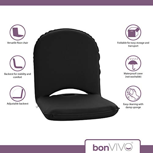 bonVIVO Easy Smart, Silla Plegable de Suelo Multiangular, Silla de Piso Portátil con Respaldo Ajustable, Silla Impermeable Excelente para Interiores y Exteriores y para la Playa y Piscina