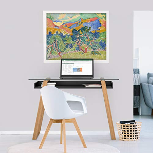 bonVIVO® Escritorio de Diseño Massimo, Secretario Moderno Combinado con Cristal, Madera Natural y Estantes Lacados en un Diseño Contemporáneo bonVIVO® Escritorio de Diseño Massimo, Secretario Moderno Combinado con Cristal, Madera Natural y Estantes Lacados en un Diseño Contemporáneo
