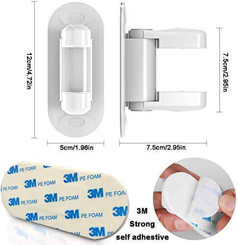 BOODON Cerraduras Para Puerta a Prueba de Bebés Manija de Seguridad Para Niños Bloqueo de la Palanca Cierres con 3M Resistente Adhesivo Fuerte Sin Herramientas o Perforaciones(White) (2 Pack)