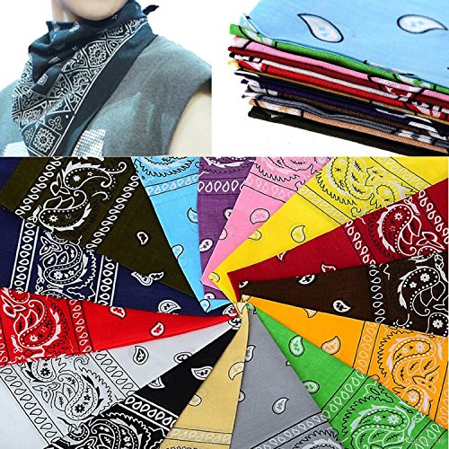 BOOLAVARD 100% algodón 1pcs, 6pcs o 12pcs paquete Bandanas con el color Original de patrón de Paisley de opción sombreros / pelo