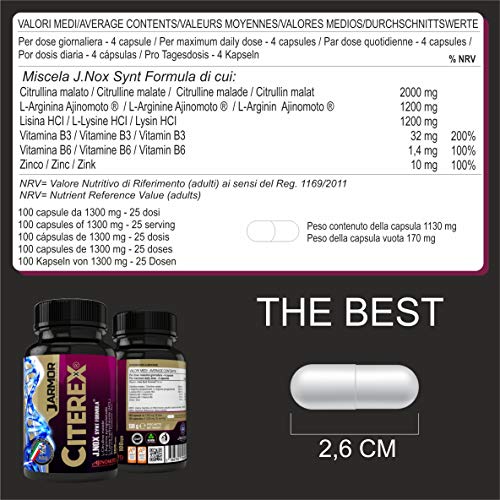 Booster Citrulina L-Arginina Zinc Vitamina B6 B3 Masa muscular Dosis alta Hombres Mujeres Cápsulas