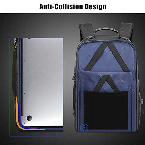 BOPAI Negocios Mochila Portatil 15.6 Pulgadas Mochila de Hombre Antirobo con Puerto de Carga USB Ciudad Bolsa de para Macbook Resistente al Agua Mochila para Portátil Negro