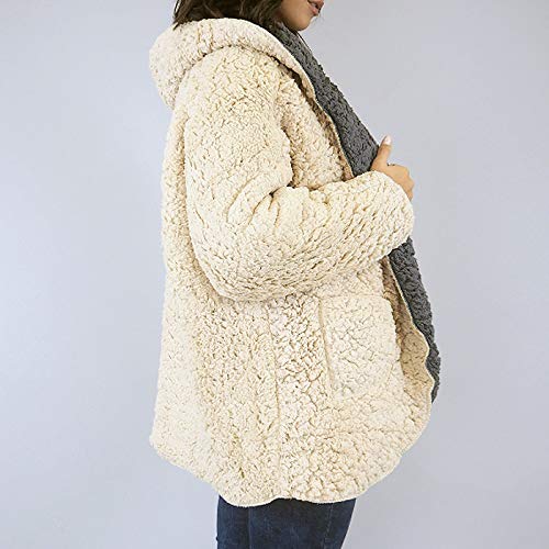 boquita de piñon Chaqueta Borrego Mujer Reversible Invierno Borreguito con Cremallera Abrigo (Gris Oscuro) boquita de piñon Chaqueta Borrego Mujer Reversible Invierno Borreguito con Cremallera Abrigo (Gris Oscuro)
