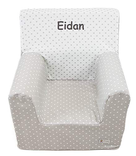 Borda y más Sillón o Asiento Infantil Personalizado de Espuma para bebés y niños. Varios Modelos y Colores Disponibles. (Estrellas Gris)