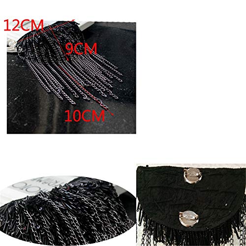 Borla de la charretera de la vendimia Insignia de los hombres Broche Uniforme de disfraces Accesorios Accesorios Lentejuelas negras Fringe Hombro Epaulet Borla Tableros de hombro de la cadena accesori