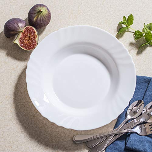 Bormioli Rocco Ebro 6181502 Plato Hondo, 23,5 cm, vidrio ópalo, blanco - Paquete de 6