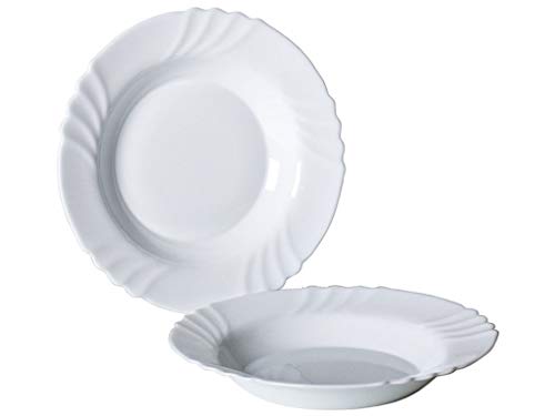 Bormioli Rocco Ebro 6181502 Plato Hondo, 23,5 cm, vidrio ópalo, blanco - Paquete de 6