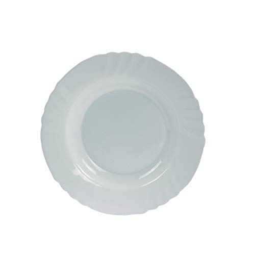 Bormioli Rocco Ebro 6181502 Plato Hondo, 23,5 cm, vidrio ópalo, blanco - Paquete de 6