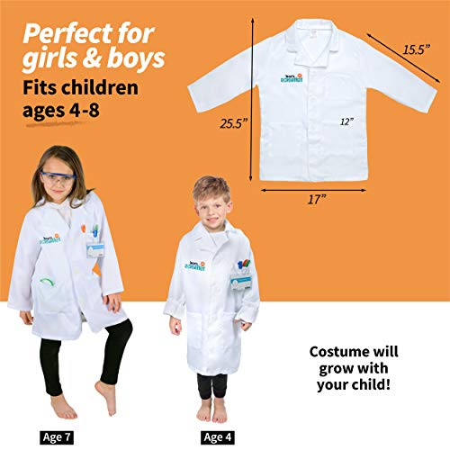 Born Toys Disfraz de científico Completo para niños de Entre 5 y 10 años con Kit para experimentos científicos y Gafas de Laboratorio