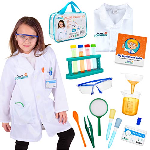 Born Toys Disfraz de científico Completo para niños de Entre 5 y 10 años con Kit para experimentos científicos y Gafas de Laboratorio