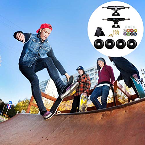 Borstu Skateboard Trucks Skateboard Wheels Set Skateboard Axle Bridge Soporte para Tabla de Skate Hardware para monopatín PU Amortiguador