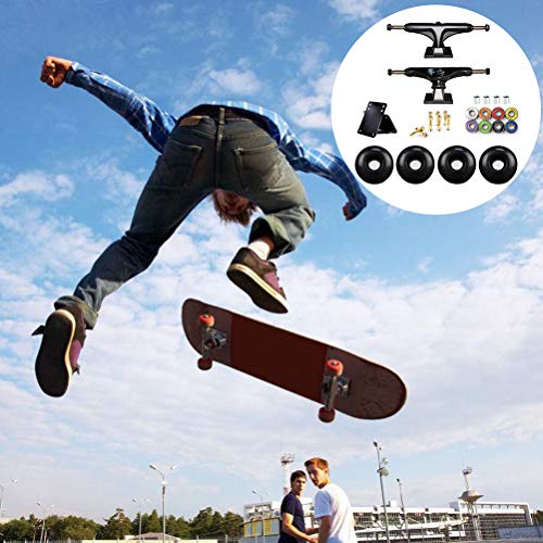 Borstu Skateboard Trucks Skateboard Wheels Set Skateboard Axle Bridge Soporte para Tabla de Skate Hardware para monopatín PU Amortiguador