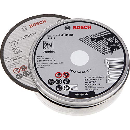 Bosch 2 608 603 254 - Disco de corte inox, 115x1 mm, 10 Unidades Bosch 2 608 603 254 - Disco de corte inox, 115x1 mm, 10 Unidades