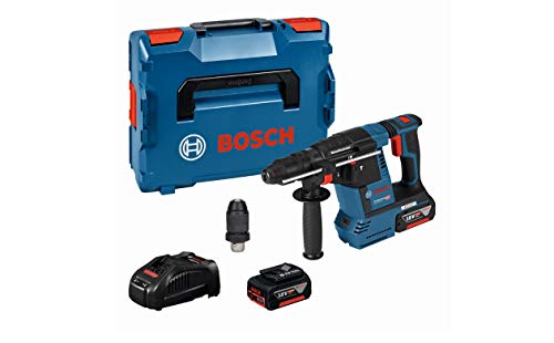 Bosch Professional GBH 18V-26 F - Martillo perforador combinado a batería (2 baterías x 5,0 Ah, 18V, 2,6 J, Ø máx. hormigón 26 mm, SDS plus, en L-BOXX)