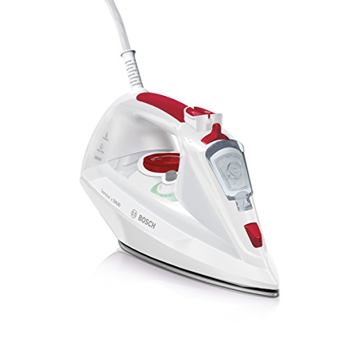 Bosch Sensixx DA30 TDA302801W - Plancha de vapor, 2800 W, color blanco y Rojo