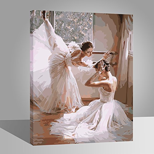 BOSHUN Pintar por Numeros para Adultos Niños Pintura por Números con Pinceles y Pinturas Decoraciones para el Hogar Bailarines de Ballet (16 * 20 Pulgadas, con Marco de Madera) BOSHUN Pintar por Numeros para Adultos Niños Pintura por Números con Pinceles y Pinturas Decoraciones para el Hogar Bailarines de Ballet (16 * 20 Pulgadas, con Marco de Madera)