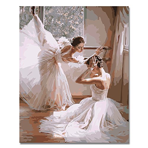 BOSHUN Pintar por Numeros para Adultos Niños Pintura por Números con Pinceles y Pinturas Decoraciones para el Hogar Bailarines de Ballet (16 * 20 Pulgadas, con Marco de Madera) BOSHUN Pintar por Numeros para Adultos Niños Pintura por Números con Pinceles y Pinturas Decoraciones para el Hogar Bailarines de Ballet (16 * 20 Pulgadas, con Marco de Madera)