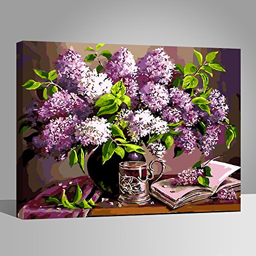 BOSHUN Pintar por Numeros para Adultos Niños Pintura por Números con Pinceles y Pinturas Decoraciones para el Hogar Flor Purpura (16 * 20 Pulgadas, con Marco de Madera) BOSHUN Pintar por Numeros para Adultos Niños Pintura por Números con Pinceles y Pinturas Decoraciones para el Hogar Flor Purpura (16 * 20 Pulgadas, con Marco de Madera)
