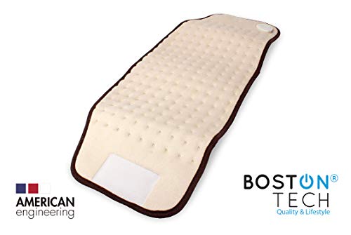 Boston Tech WE-116 Almohadilla Electrónica Lumbar de 29x69cm, superficie suave de microfibra, 3 niveles de temperatura, display iluminado, cinturón con velcro, Lavable a máquina