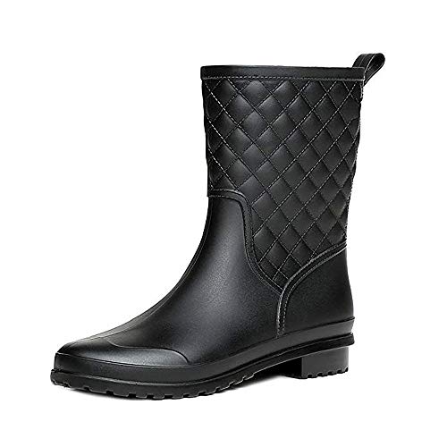 Bota Agua Mujer Jardín Trabajo Lluvia Botas Antideslizante Wellington Boots Negro 38